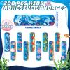 200 Pcs Kid Bandages Bulk Cute Cartoon Bandage Children's Adhesive Flexible Colorful Strip Waterproof Breathable PE Stickers Protection Care Cuts for Ocean Under Sea Party Girl Boy view 2