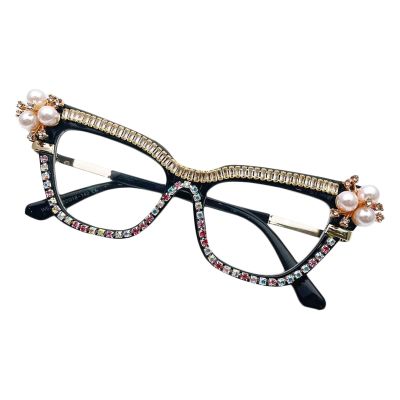 willochra Cat Eye Reading Glasses for Women Stylish Rhinestone Narrow Ladies Computer Readers Glasses (black, 2.5, multiplier_x)