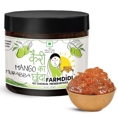 FarmDidi Mango Chunda pickle 325g | Mango Chundo | Oil free Aam ka meetha achar murabba | Grated Mango chutney | khatta meetha achaar | Preservative free pickle in fresh mango pickles homemade