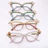 willochra Cat Eye Reading Glasses for Women Stylish Rhinestone Narrow Ladies Computer Readers Glasses (brown, 4, multiplier_x) view 3