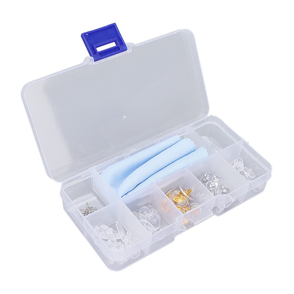 Eyeglass Nose Pads, No Slip Silicone Glasses Nose Pad Glasses Repair Kit with Nose Pads Screwdriver Tweezer and Cleaning Cloth