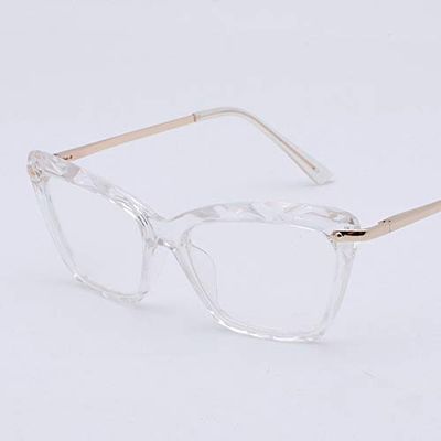 URISMO Cute Cat Eye Reading Glasses Women, Stylish Cateye Laides Blue Light Blocking Computer Goggle Readers, Clear Vision (Color : Clear, Size : +3.50)