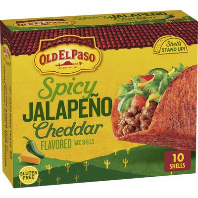 Old El Paso Spicy Jalapeno Cheddar Flavored Stand 'N Stuff Taco Shells, Gluten Free, 10 Ct, 5.4 oz