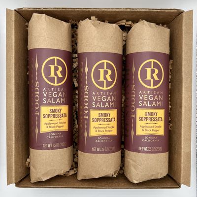 Renegade Foods Artisan Vegan Salami | 3 Pack | Smoky Soppressata | High Protein, Low Sugar, Seitan, Non-GMO | 17g of Protein Per Serving | Indulge European-Style Plant-Based Food