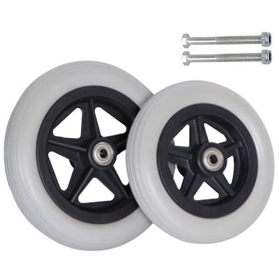 SAGIDAR Front Castor Wheels, Wheelchair Front Wheels Replacement, 1 Pair Antis-Slip Wheel Black/Grey, 6" 7" 8" Solid Tires Front Wheel, Long Usage Time (Color : Gris, Size : 6inch/15cm)