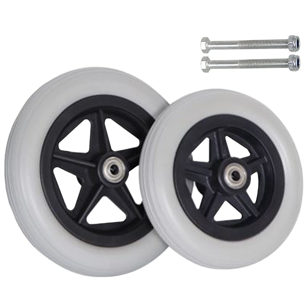 SAGIDAR Front Castor Wheels, Wheelchair Front Wheels Replacement, 1 Pair Antis-Slip Wheel Black/Grey, 6" 7" 8" Solid Tires Front Wheel, Long Usage Time (Color : Gris, Size : 6inch/15cm)