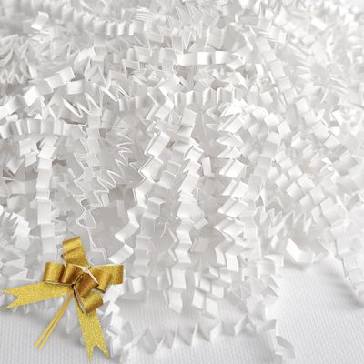 BOXHOME Shred Paper Filler (1LB) Crinkle Cut Paper for Wrapping & Filling Gift Basket Gift Boxes, White-Decoration Raffia Contains Bow