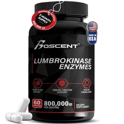 Lumbrokinase Supplement 40mg (60 Capsules) - Maximum Activity-800,000 UI - Pure Lumbrokinase Enzymes Digestive enzymes, Better Than serrapeptase Nattokinase Supplement, Lab Tested, Non GMO
