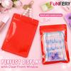 Funfery 100 Pack Resealable Bags Clear Holographic Bags,Smell Proof,Red view 4