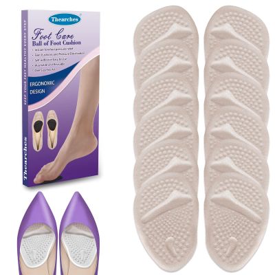 6 Pairs Metatarsal Pads Heels Inserts Gel Ball of Foot Cushions for Women, Invisible Adhesive Forefoot Pads Comfort Shoe Insert All-Day Foot Pain Relief, One Size(Beige)