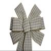 1 Pcs 10" Hand Made Wired Natural and White Gingham Check Wreath Bow Country Plaid view 1