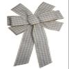 1 Pcs 10" Hand Made Wired Natural and White Gingham Check Wreath Bow Country Plaid view 2