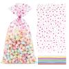 COQOFA 100 Pcs Pink Star 7"X12" Gift Wrap Cello Cellophane Treat Bags Party Favor Bags Clear Candy Cookie Plastic Poly Goodie Storage Bags with Twist Ties for Baby Shower, Gender Reveal, Birthday view 1