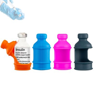 4 Pack Insulin Vial Bottle Protector Sleeve for Diabetic, Silicone Protective Case to Protect Insulin Vial from Breaking, Suitable for 10ml Short Insulin Vials (Pink Blue Orange Grey)