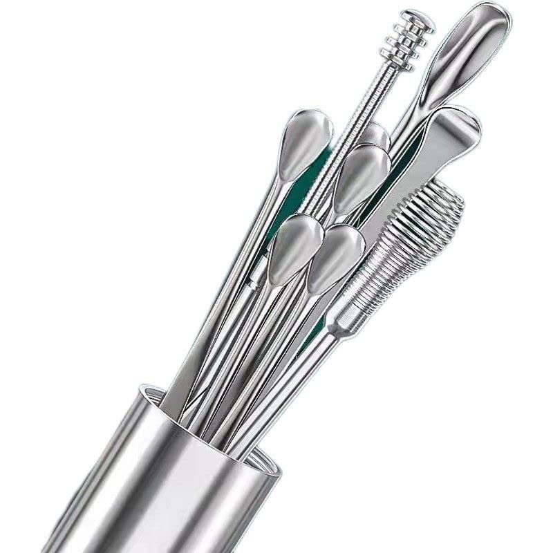9 Pcs Portable Multifunctional Ear Wax Remover Ear Cleaning Kit Ear Pick Earpick Ear Cleaner Spoon Care Ear Clean Tools