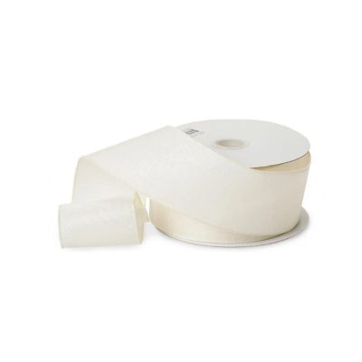 Ivory Linen Burlap Wired Ribbon, Gift Wrap, Make Crafts, Size 2.5' x 50 Feet