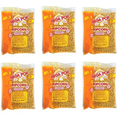 BeeQ BOX - (Pack of 6) Mega Pop Popcorn, Oil and Salt Kits - 22 oz.