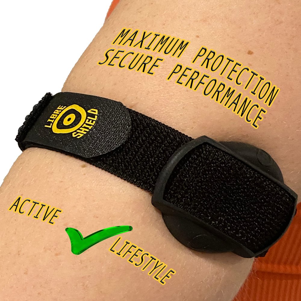 Libre Shield Armband 2 ~ Adjustable Flexible CGM Sensor Cover - Sensor Saver - No More Adhesive Patches (Black Matte)