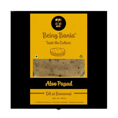 Being Bania No Flavour Aloo Papad - Natural Banarasi Aloo Papad 450Gm Aloo Flavour Fryums Indian Snack Papad