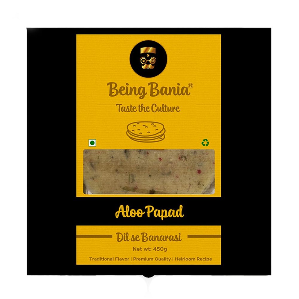 Being Bania No Flavour Aloo Papad - Natural Banarasi Aloo Papad 450Gm Aloo Flavour Fryums Indian Snack Papad