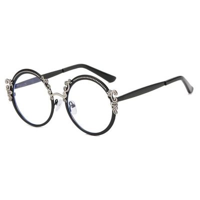 URISMO Trendy Round Frame Reading Glasses Women, Ladies Blue Light Blocking Eyeglasses, Retro Oval Computer Goggle Readers (Color : Black, Size : +1.00-x)