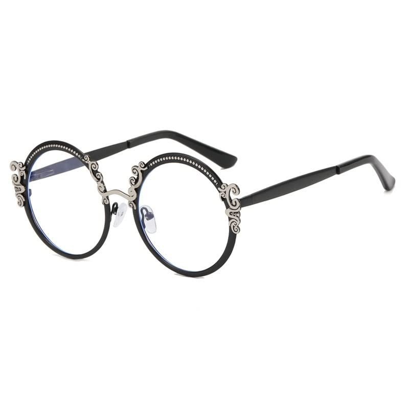 URISMO Trendy Round Frame Reading Glasses Women, Ladies Blue Light Blocking Eyeglasses, Retro Oval Computer Goggle Readers (Color : Black, Size : +1.00-x)