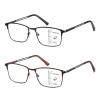 LKEYE Progressive Multifocus Reading Glasses Men No Line Multifocal Transition Blue Light Computer Readers Metal Full Wide Frame Spring Hinge Multi Focus Designer Magnifying Eyeglasses Brown +1.00 view 1