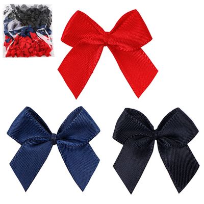 150 Pieces Mini Ribbon Bows for Crafts Red Navy Black Tiny Satin Bow for Gift Wrapping, Invitations, Christmas Tree