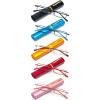 REAVEE 5 Pack Slim Portable Reading Glasses for Men Women, Computer Blue Light Blocking Small Readers Metal Frame Spring Hinge with Pocket Compact Pen Case, Black Red Pink Blue Gold 2.0 view 1