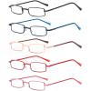 REAVEE 5 Pack Slim Portable Reading Glasses for Men Women, Computer Blue Light Blocking Small Readers Metal Frame Spring Hinge with Pocket Compact Pen Case, Black Red Pink Blue Gold 2.0 view 2