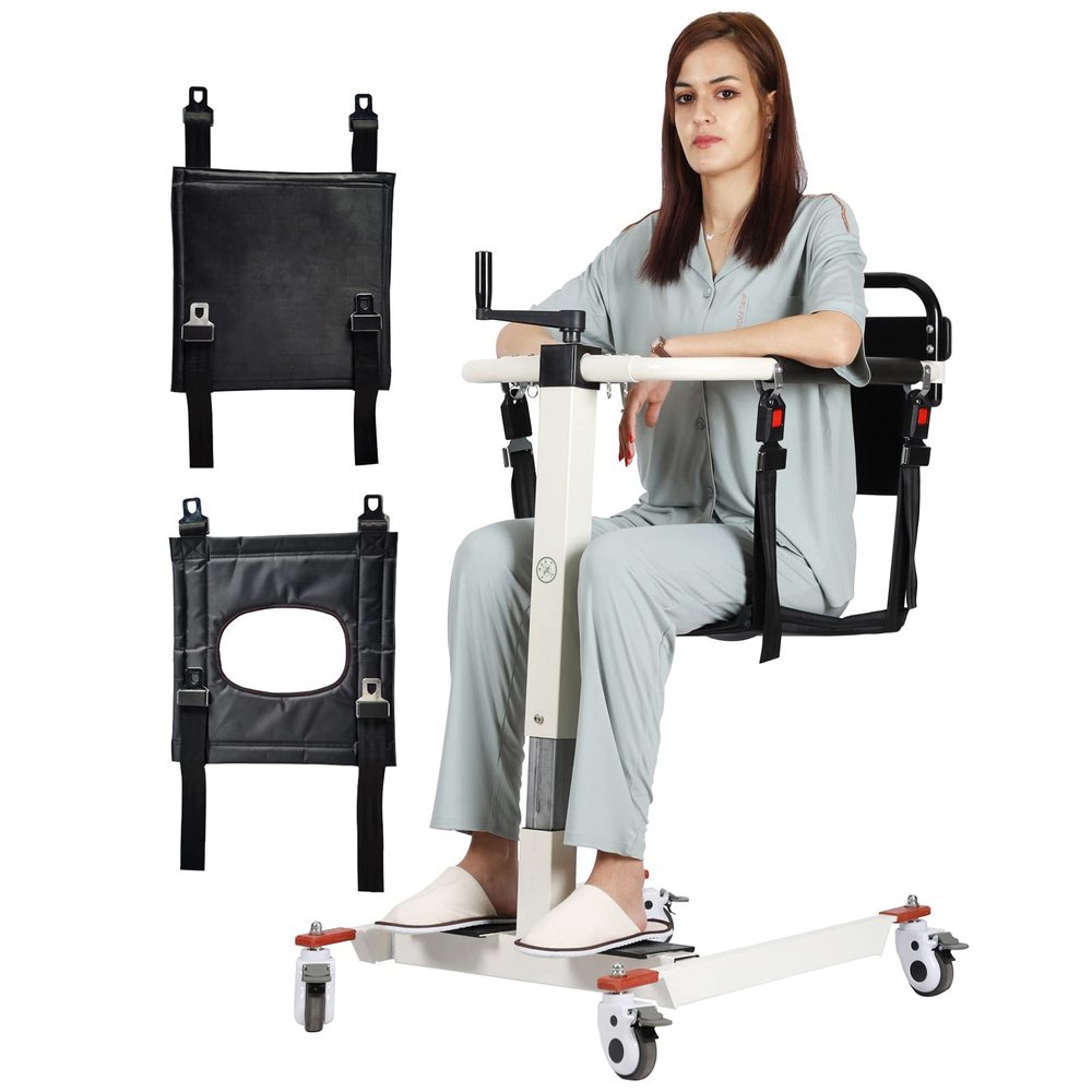 BNDDUP Patient Lift Wheelchair for Home, Transfer Chair, 275 Lbs (White, Metal, Standard)