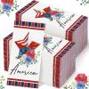 200 Pcs 4th of July Napkins Patriotic Guest Napkins Disposable Paper 2 Ply America Cocktail Hand Towel for Election Veterans Day Independence Day USA Party(Floral Star) view 1