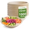[1000 Count]Sugarfiber by Harvest 22oz Round Compostable Bowls PFAS Free with PLA coating, Heavy-Duty Eco-Friendly Disposable Bagasse Bowl, Sugarcane made plant fibers for Meal Prep view 1