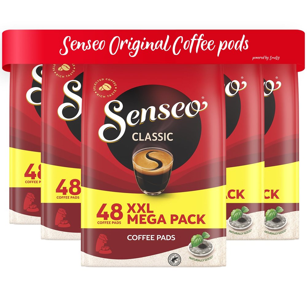 Senseo Classic Medium Roast Coffee Pods 240 Count (5 Packs) Smooth & Balanced Flavor with Rich Crema Compatible with Senseo & PeleCom Machines Single-Serve Coffee Pads for Fresh, Aromatic Brew