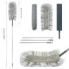 Dust Cleaning Kit with 67 in Handle Cloth Dust Cleaner Tool with 2 Replaceable Duster Head Cloth Washable Microfiber Duster Flexible Hand Cleaning Duster Tool Reusable for Cleaning Ceilings Fans Home view 2