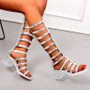 Hbeylia Sandals for Women Dressy Summer Fashion Womens Open Toe Lace Up Gladiator Over The Knee Thigh High Strappy Caged Flat Sandal Boot Stacked Transparent Heel Roman Boots view 3