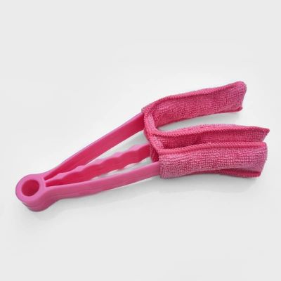 2pcs Microfiber Removable Washable Cleaning Brush Clip Household Duster Window Leaves Blinds Cleaner Brushes Tool (Color : pink)