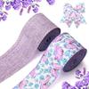 2 Rolls Christmas Flowers Ribbons for Wreath Bow, 2.5"10 Yard Wired Edge Ribbon Purple Lavender Butterfly Burlap Ribbons for Gift Wrapping DIY Crafting Decorations Supplies view 1