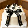 Meseey 10 Yards Graduation Ribbon Congrats Grad Black and Gold Grosgrain Ribbon Use for Gift Wrapping,Graduation Party Decoration (Black-Grad) view 2