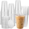 AOZITA 120 Sets - 20 oz Clear Plastic Cups with Lids, Disposable Cups With Straw Slot Lids for Cold Drinks, Milkshake, Smoothie, Iced Coffee and TO-GO Drinkings view 1