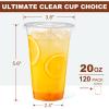 AOZITA 120 Sets - 20 oz Clear Plastic Cups with Lids, Disposable Cups With Straw Slot Lids for Cold Drinks, Milkshake, Smoothie, Iced Coffee and TO-GO Drinkings view 2