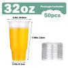 Giwrmu 32oz 50 Count Clear Plastic Cups with Lids, Disposable Iced Coffee Cups with Lids, Clear PET Plastic Drinking Cup for Iced Coffee, Milkshakes and Smoothies view 2