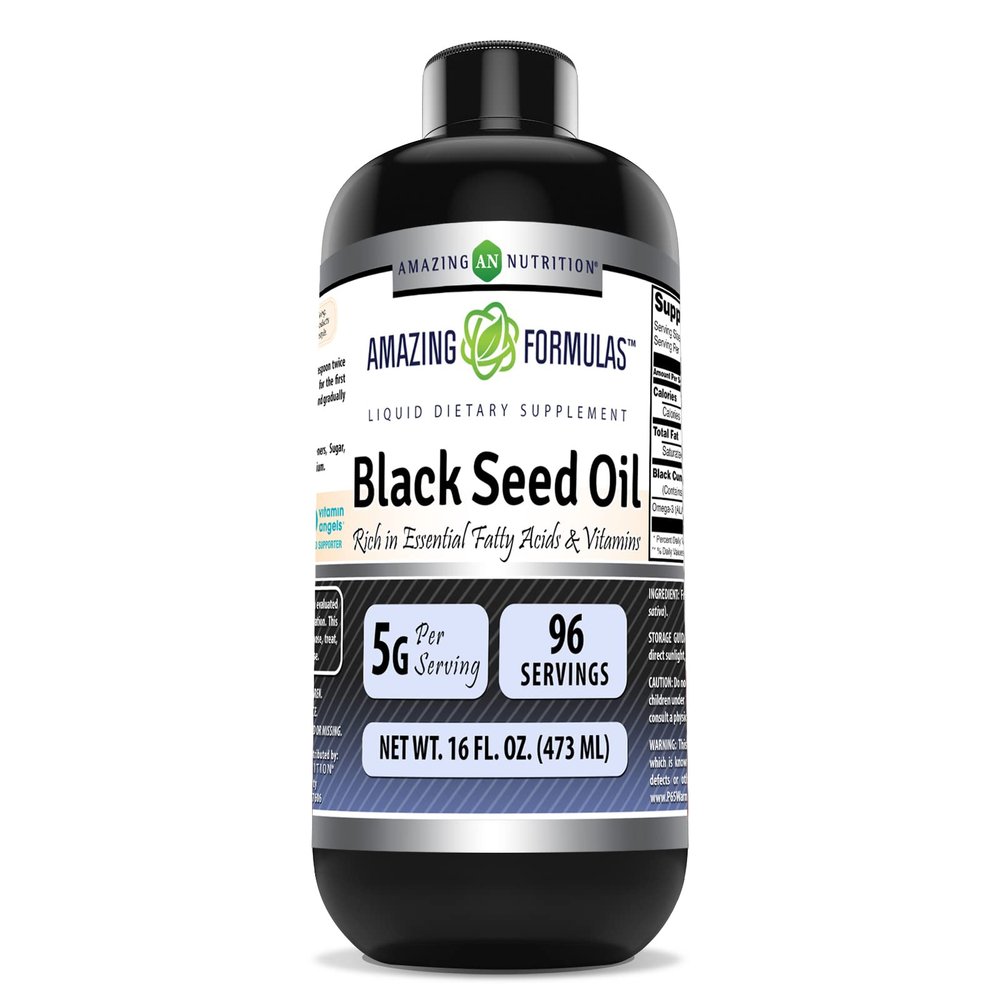 Amazing Formulas Black Seed Oil 16 oz | Natural Cold Pressed Black Cumin Seed Oil from 100% Genuine Nigella Sativa | Non-GMO | Gluten Free