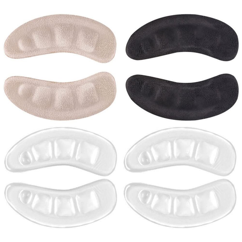 4pairs Transparent Gel Heel Pads for High Heels Comfortable - Inserts Breathable Cushions for Loose Footwear for Sandals and Sneakers