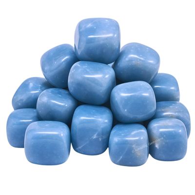 Amazing Gemstone Angelite Crystals and Healing Stones Tumbled - 1000+ Cratas, Natural Healing Stones for Energy Balance, Stress Relief - Premium Polished Gems Rocks for Meditation & Wellness