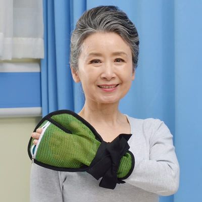 Quality Thickened Wave Board Gloves Anti-Extraction Scratching Soft Cushion Hand Mitts for Dementia Patients (L 26x17.5cm)