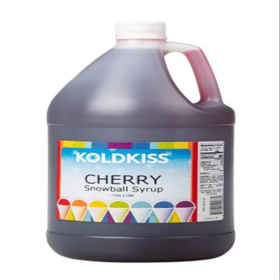 Koldkiss Shaved Ice and Snow Cone Flavored Syrups - One Gallon, 64 Snow cones Per Bottle - Cherry Flavor