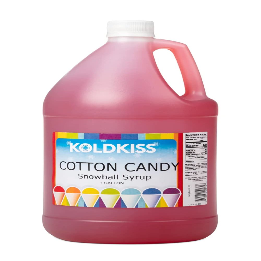 Koldkiss Shaved Ice and Snow Cone Flavored Syrups - One Gallon, 64 Snow cones Per Bottle - Cotton Candy Flavor