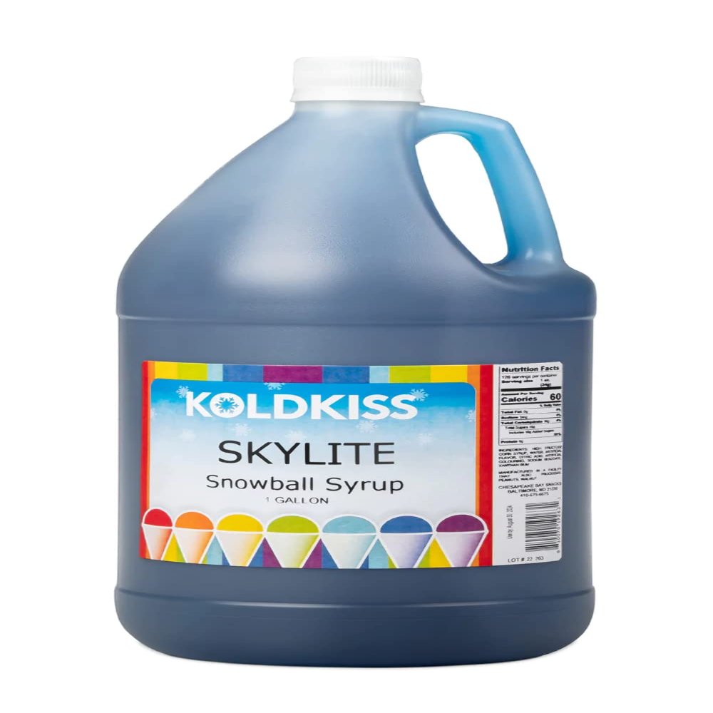 Koldkiss Shaved Ice and Snow Cone Flavored Syrups - One Gallon, 64 Snow cones Per Bottle - Skylite Raspberry Vanilla Flavor