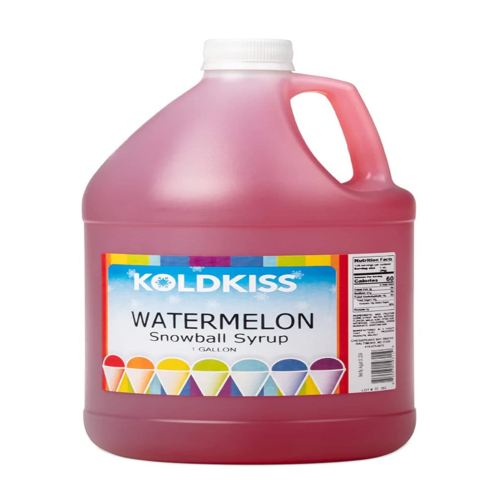 Koldkiss Shaved Ice and Snow Cone Flavored Syrups - One Gallon, 64 Snow cones Per Bottle - Watermelon Flavor